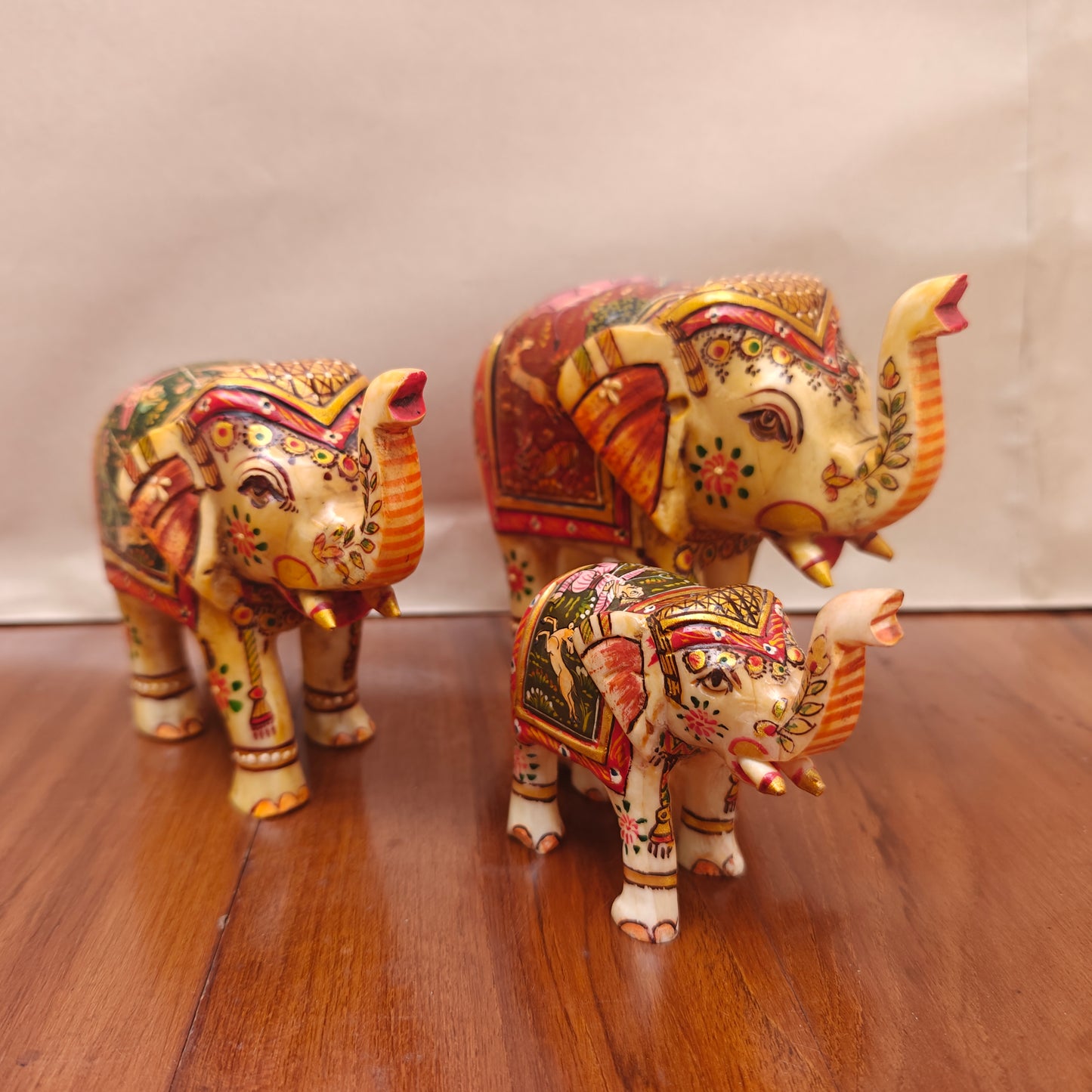Handpainted Bone Elephant Figurine – Miniature, 14 cm