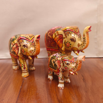 Handpainted Bone Elephant Figurine – Miniature, 14 cm