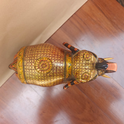 Handpainted Decorative Elephant Figurine – Black & Gold (24 cm)