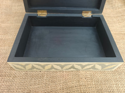 Bone Inlay Geometric Design Box | Grey Resin | Handcrafted Jewellery & Keepsake Box | 25 x 17.5 Cms