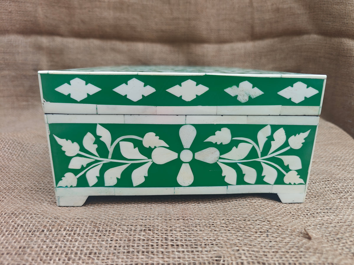Bone Inlay Decorative Box – Green Tree of Life Design, 35x22.5x11.5 cm