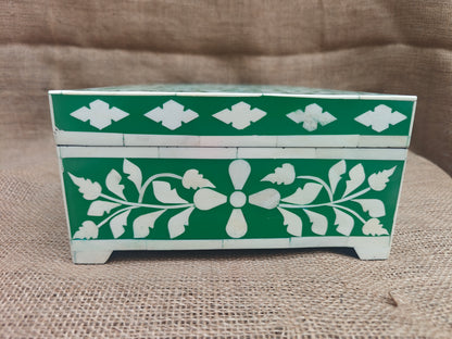 Bone Inlay Decorative Box – Green Tree of Life Design, 35x22.5x11.5 cm