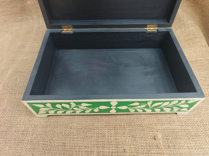 Bone Inlay Decorative Box – Green Tree of Life Design, 35x22.5x11.5 cm