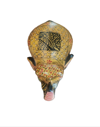 Hand-Painted Wooden Elephant Figurine | Rajasthani Folk Art | Lucky Trunk Up | 5x2.75x3 inch