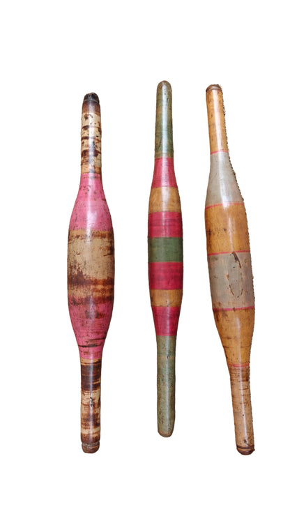 Vintage Wood Rolling Pins | Antique Kitchen Decor from Gujarat & Rajasthan | Set of 3
