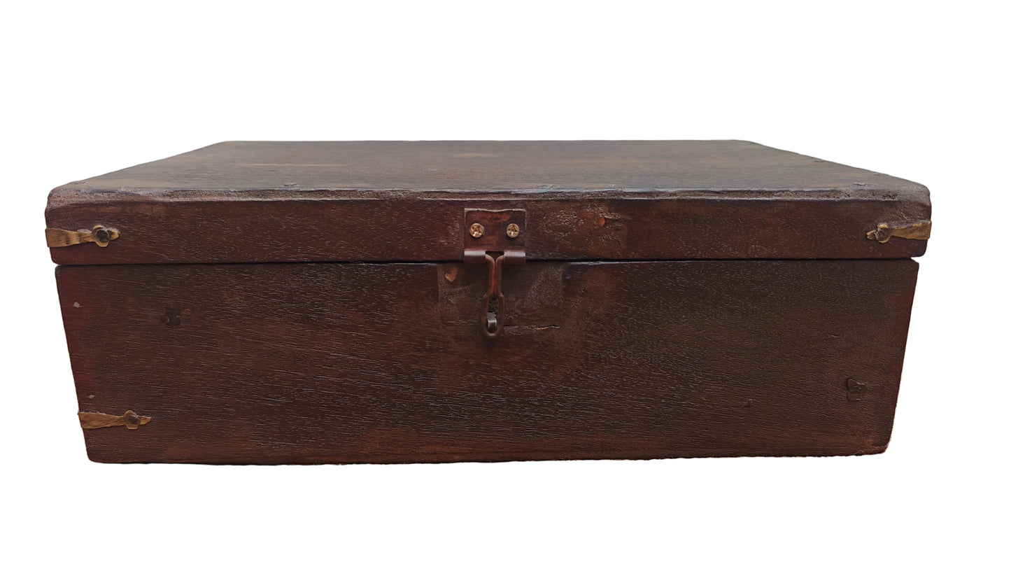 Antique Vintage Wood Box with Brass Hinge | Indian Heritage Storage Box