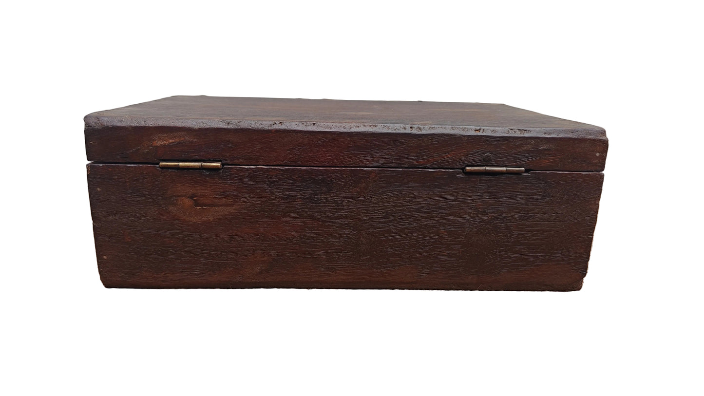 Antique Vintage Wood Box with Brass Hinge | Indian Heritage Storage Box