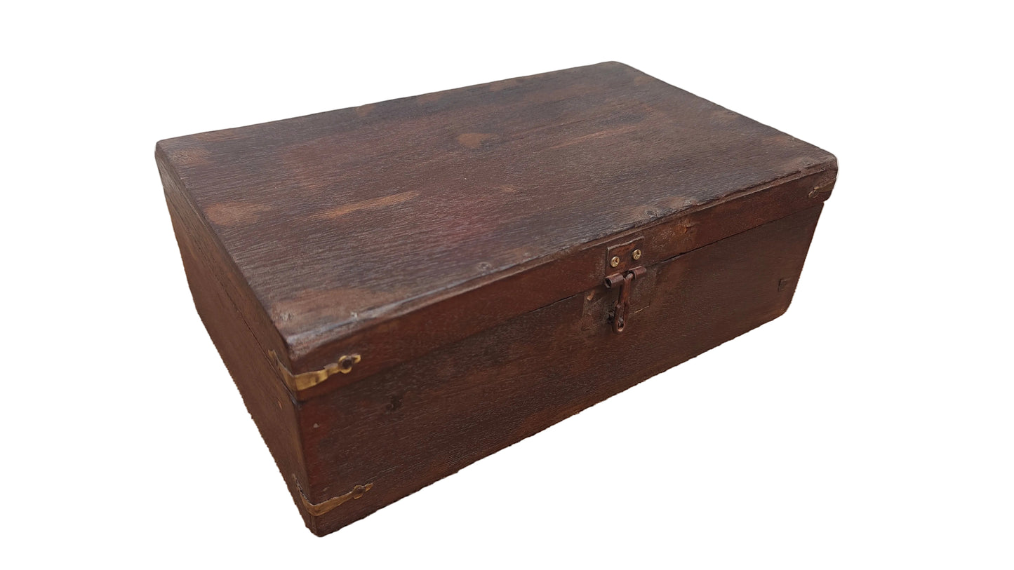 Antique Vintage Wood Box with Brass Hinge | Indian Heritage Storage Box