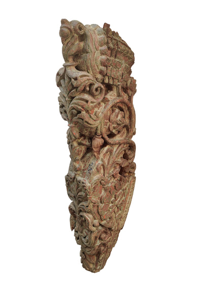 Antique Hand-Carved Wood Brackets with Floral Motifs | Architectural Corbels | Pair