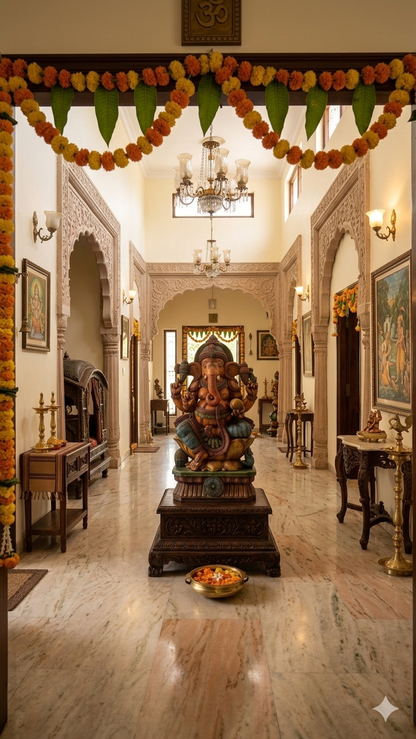 Handcrafted Wood Ganesha Statue | Hand-Painted Seated Idol | 36 inch