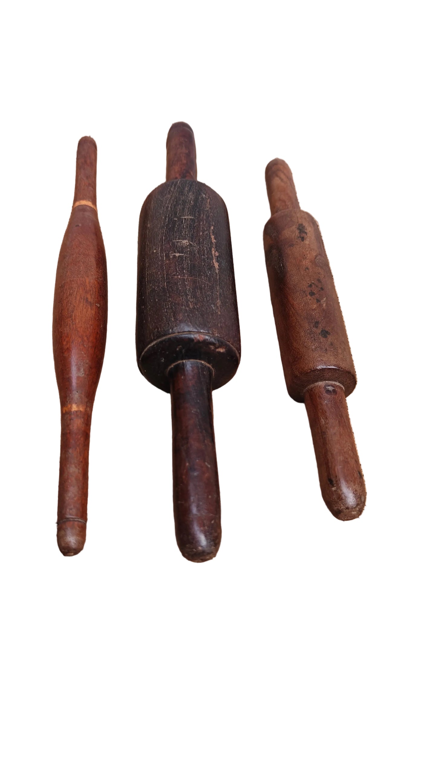 Vintage Plain Wood Rolling Pins | Antique Kitchen Decor from India | Set of 3