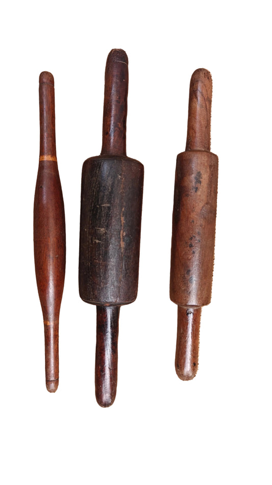 Vintage Plain Wood Rolling Pins | Antique Kitchen Decor from India | Set of 3