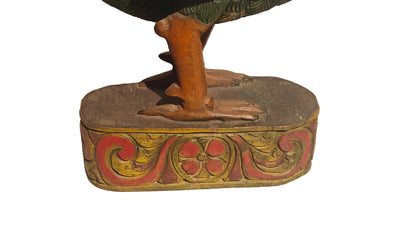 Handcrafted Wood Rooster Sculpture | Hand-Painted Indian Folk Art | 12 inch
