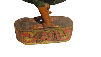 Handcrafted Wood Rooster Sculpture | Hand-Painted Indian Folk Art | 12 inch