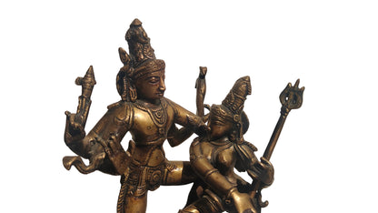 Handcrafted Brass Shiva Parvati Standing Statue | Divine Union | Uma Maheshwar | 13 inch