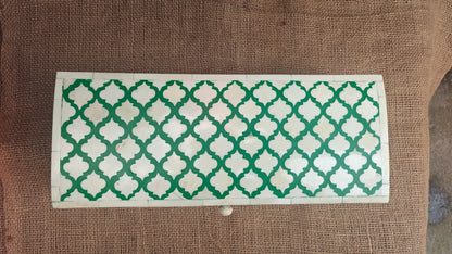 Bone Inlay Floral Box | Green Resin | Handcrafted Jewellery & Keepsake Box | 15x6 inch