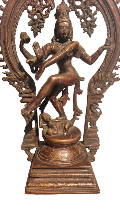 Brass Nataraja Statue — Large Handcrafted Dancing Shiva Idol | 17.5 inch Tandava