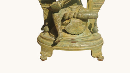 Handcrafted Brass Saraswati Statue | Goddess of Knowledge on Double Lotus Stand | 12 inch