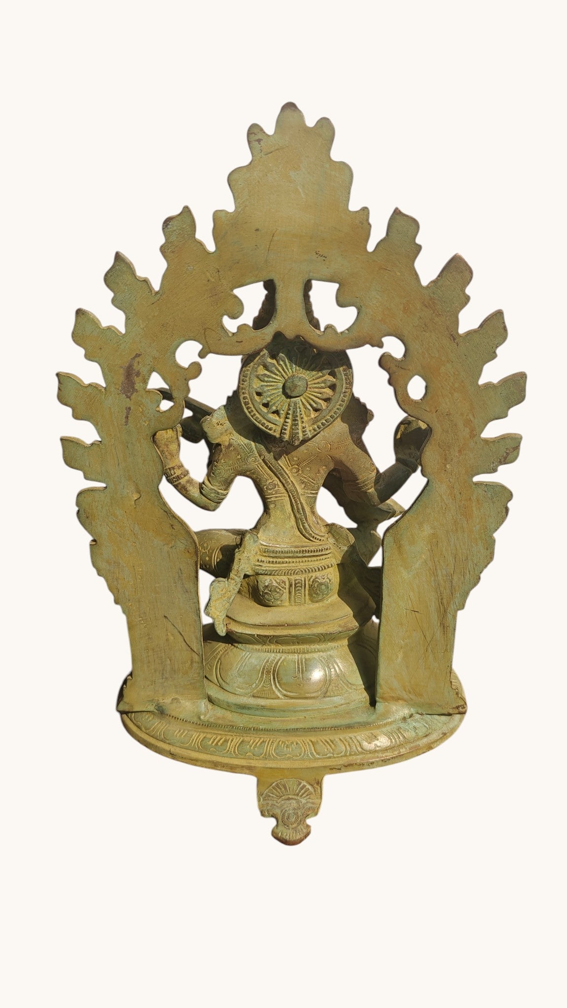 Handcrafted Brass Saraswati Statue | Goddess of Knowledge on Double Lotus Stand | 12 inch