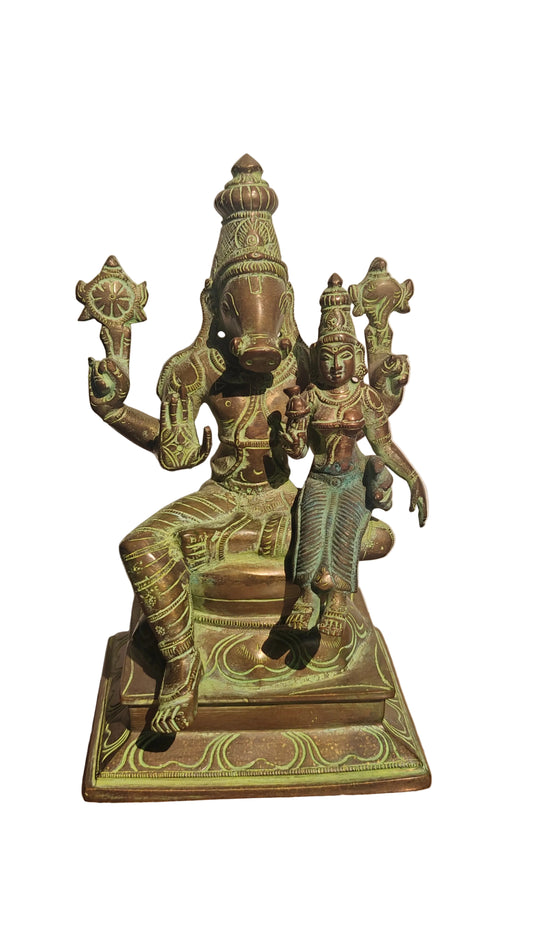 Brass Varalakshmi Statue | Handcrafted Goddess of Wealth Idol | 9.5 inch Lakshmi Murti
