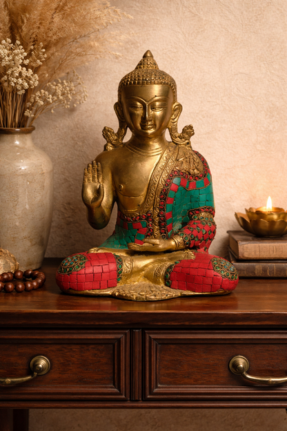 Handcrafted Brass Buddha Statue | Meditating Gautama Buddha | Spiritual Enlightenment | 9.5 inch