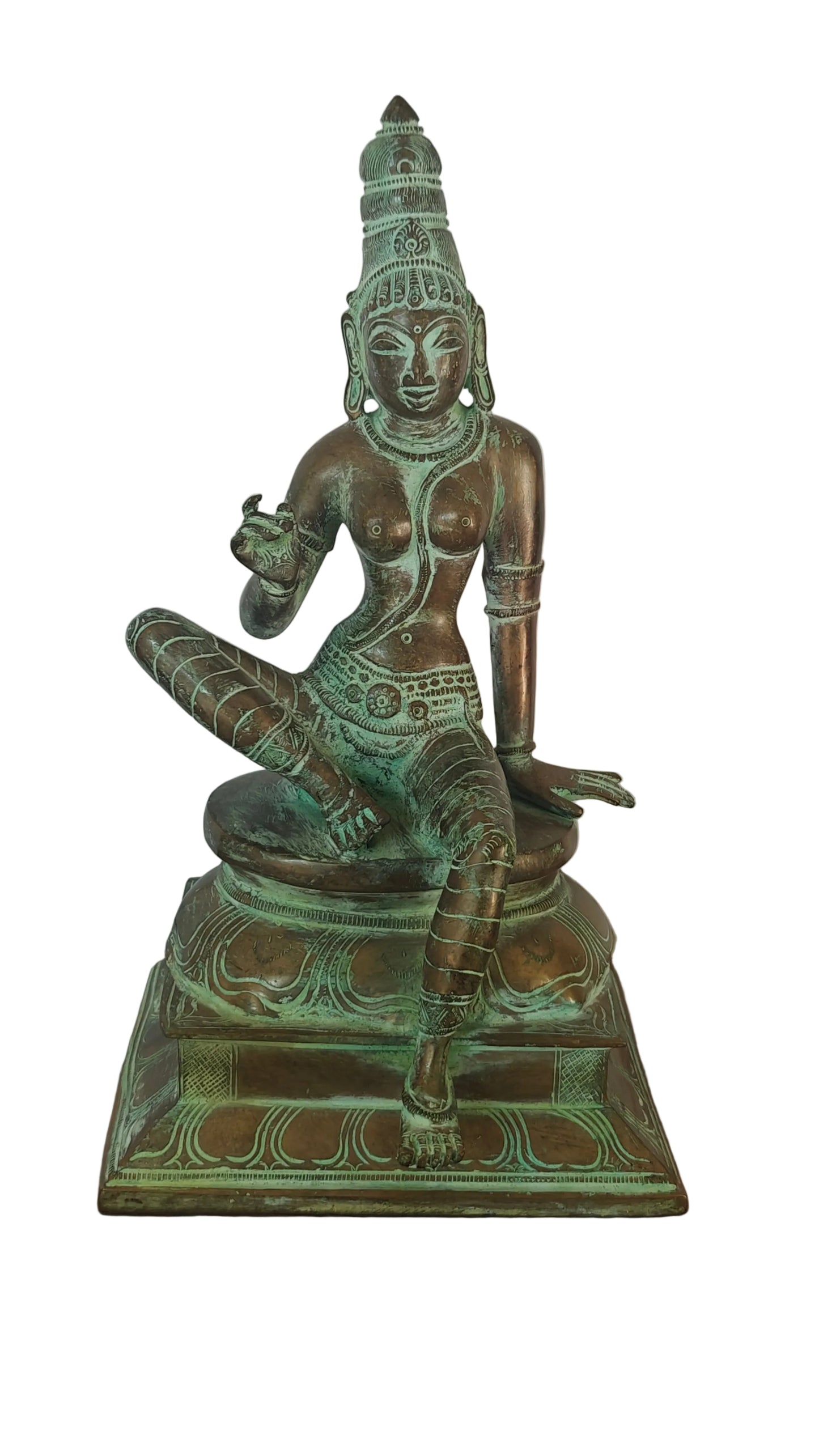 Handcrafted Brass Parvati Statue | Seated Goddess in Lalitasana | Divine Feminine | 12 inch