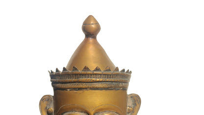 Handcrafted Brass Shiva Head Sculpture | Meditating Lord Shiva | Third Eye | 13.5 inch