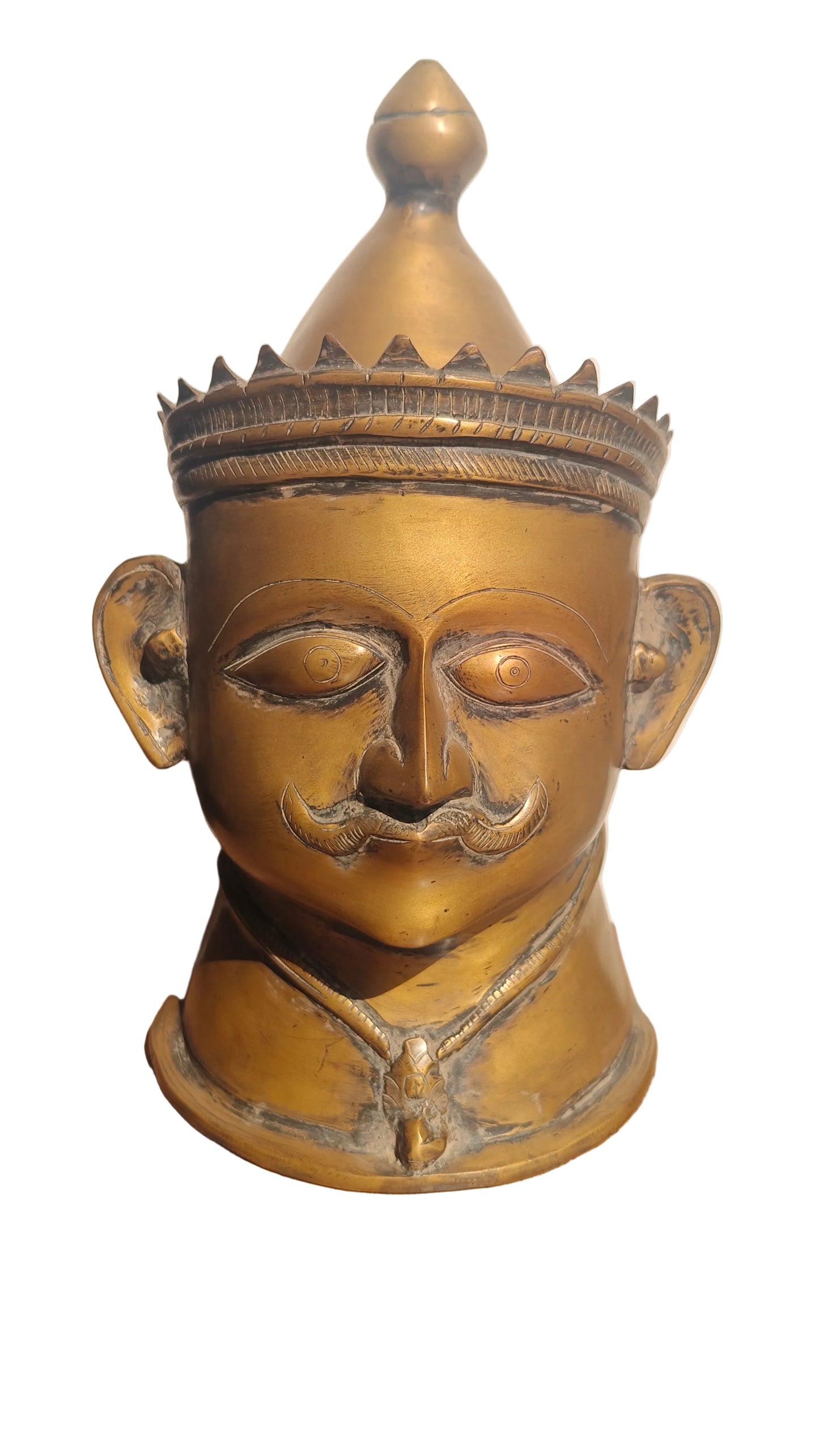 Handcrafted Brass Shiva Head Sculpture | Meditating Lord Shiva | Third Eye | 13.5 inch