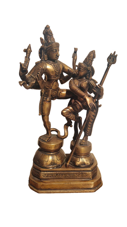 Handcrafted Brass Shiva Parvati Standing Statue | Divine Union | Uma Maheshwar | 13 inch
