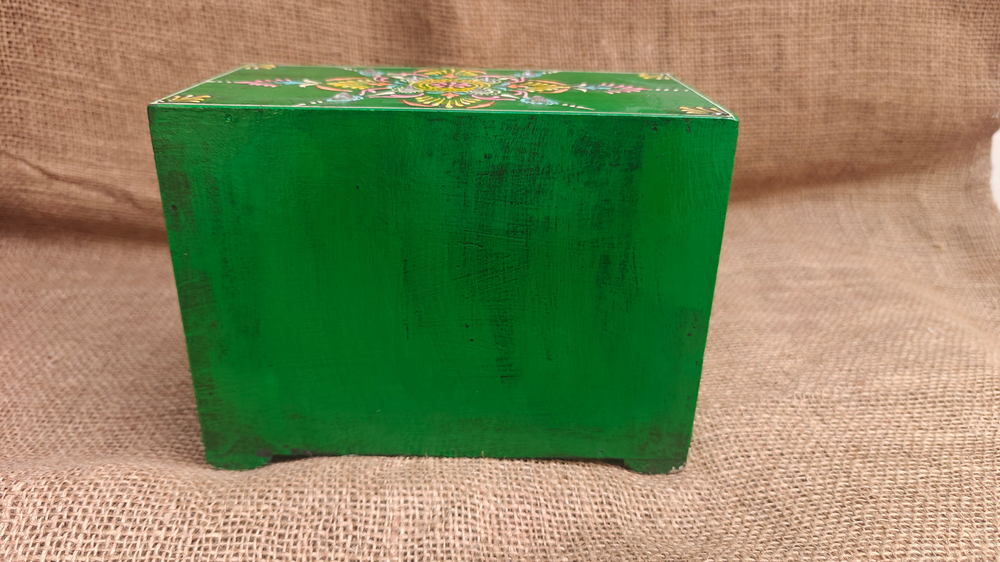 Handcrafted Painted Wood Chest with 9 Drawers | Multicolour | Large Decorative Storage