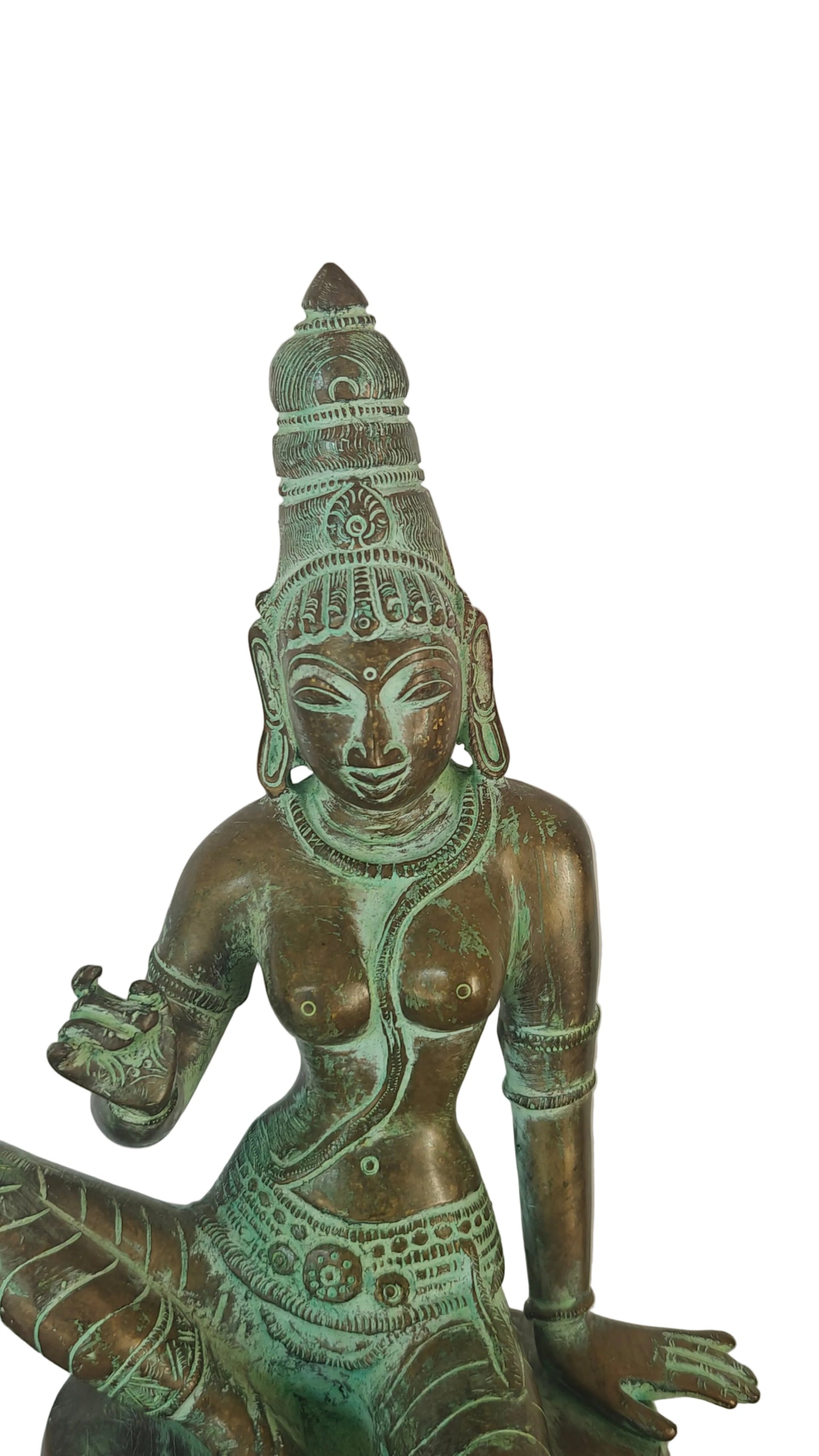 Handcrafted Brass Parvati Statue | Seated Goddess in Lalitasana | Divine Feminine | 12 inch