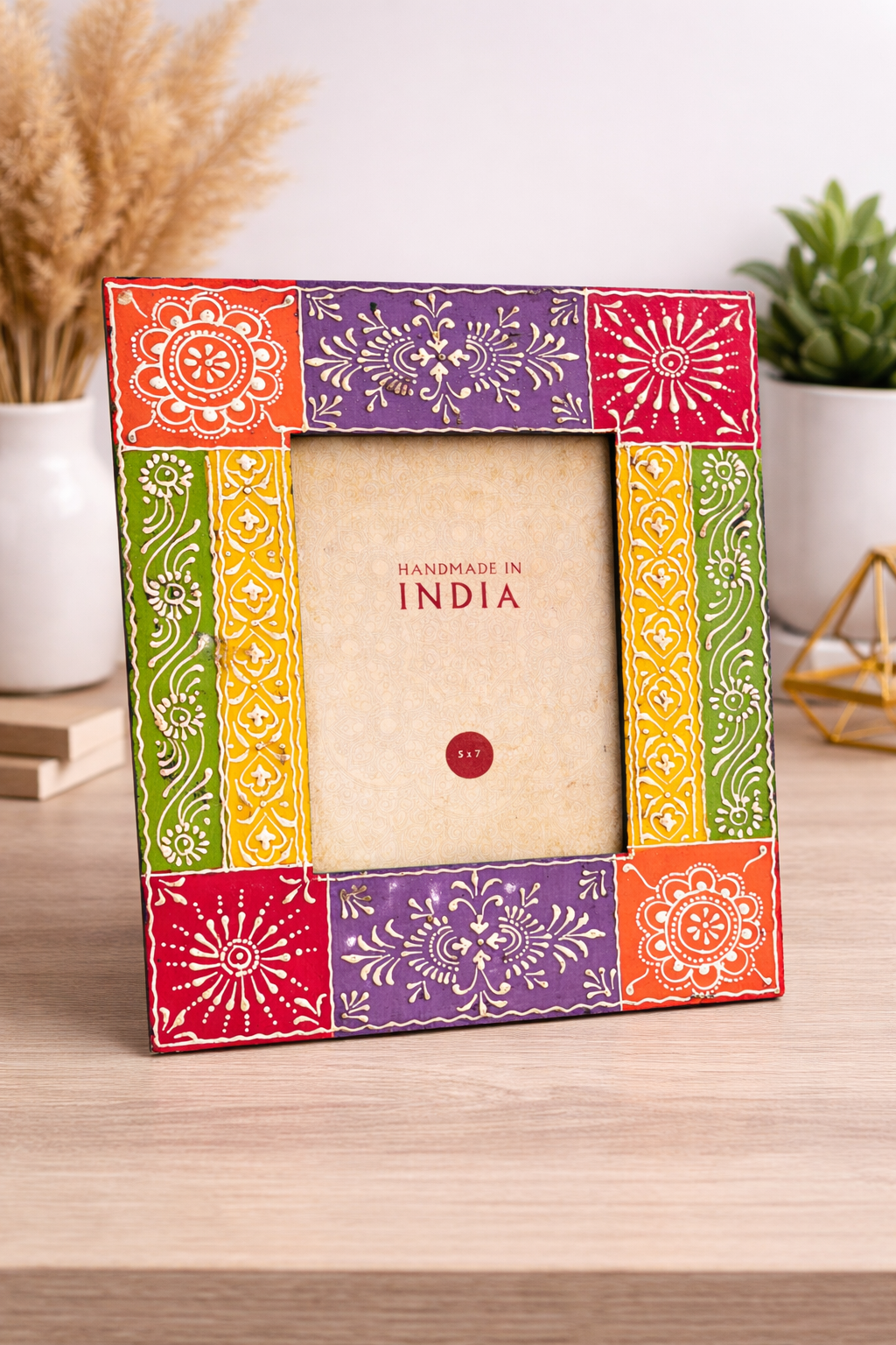 Handcrafted Indian Folk Art Photo Frame | Multicolour | 5x7 inch