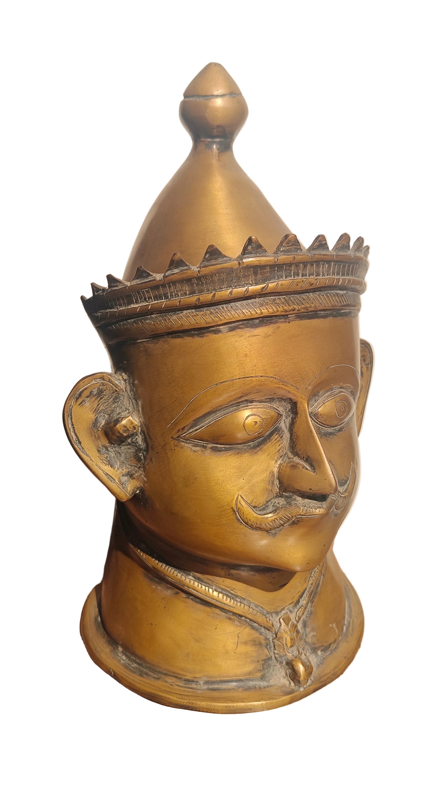 Handcrafted Brass Shiva Head Sculpture | Meditating Lord Shiva | Third Eye | 13.5 inch
