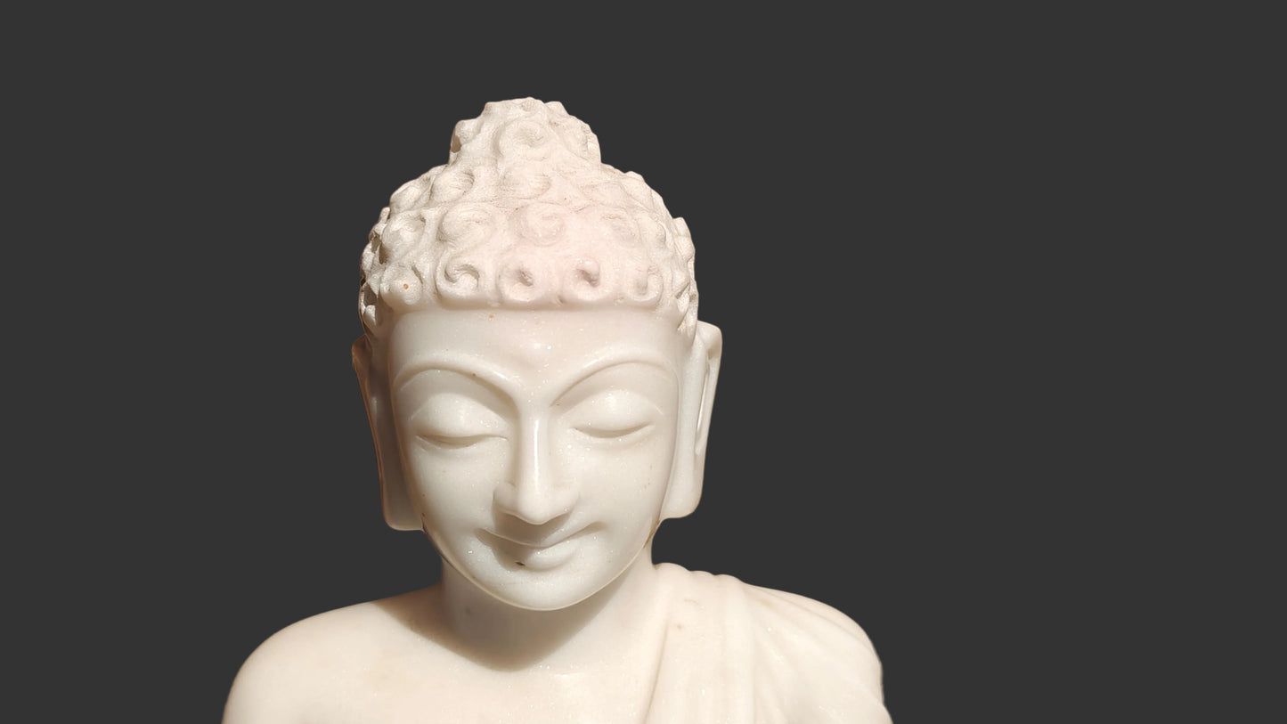 Handcrafted Marble Buddha Statue | Meditating Gautama Buddha | 15 inch