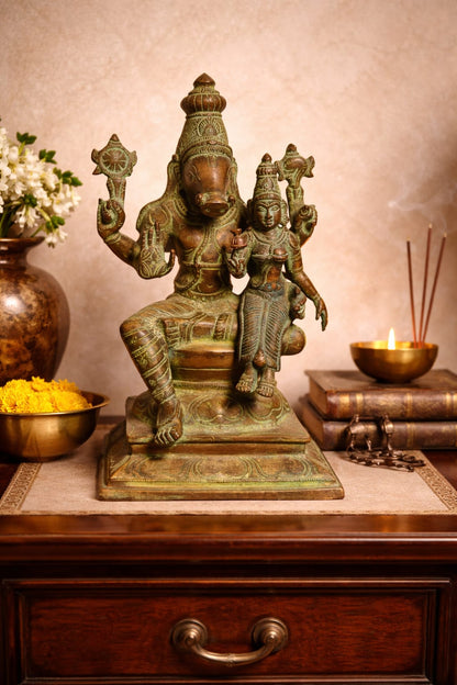 Brass Varalakshmi Statue | Handcrafted Goddess of Wealth Idol | 9.5 inch Lakshmi Murti