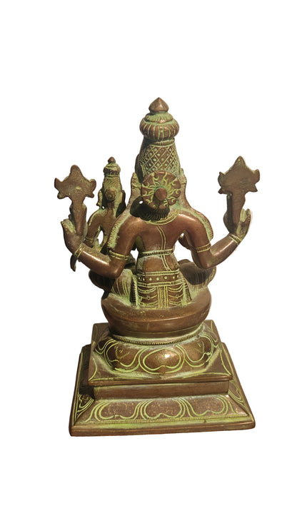 Brass Varalakshmi Statue | Handcrafted Goddess of Wealth Idol | 9.5 inch Lakshmi Murti