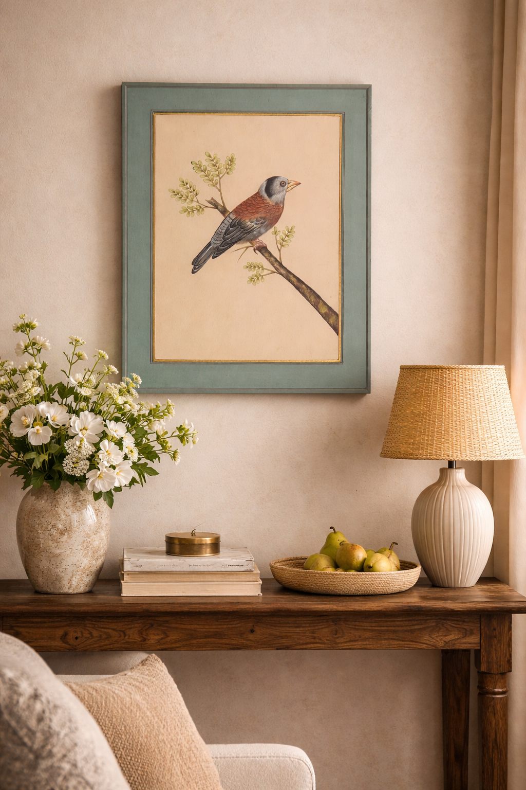 Mughal Miniature Bird & Botanical Painting | Hand-Painted on Paper | Indian Miniature Art | 8x10 inch
