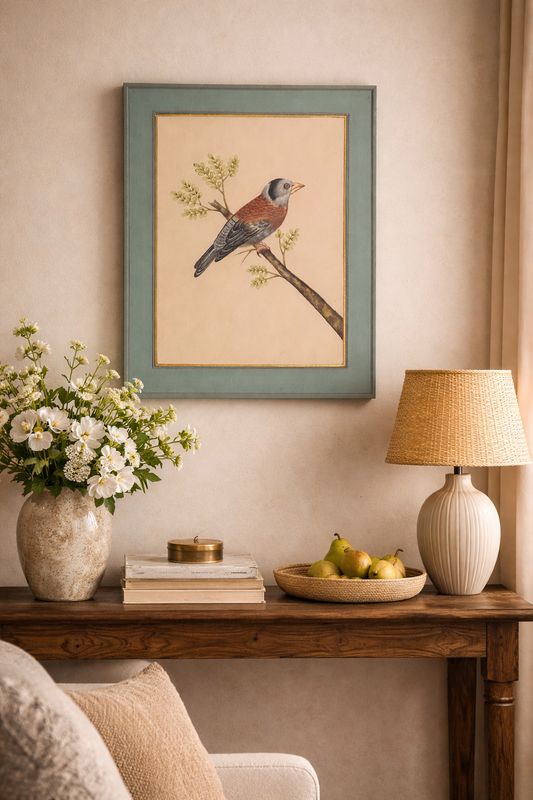 Mughal Miniature Bird & Botanical Painting | Hand-Painted on Paper | Indian Miniature Art | 8x10 inch