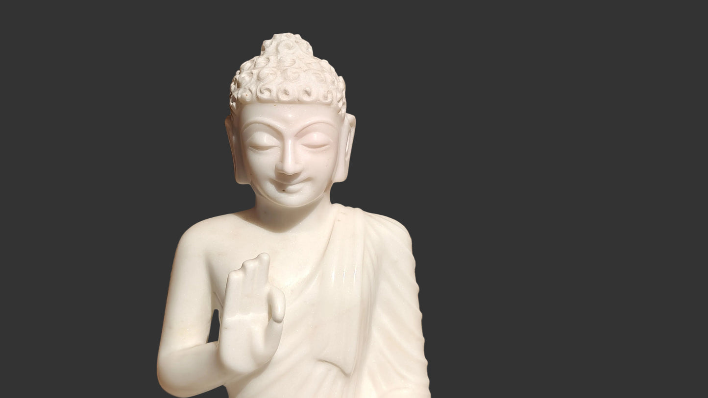 Handcrafted Marble Buddha Statue | Meditating Gautama Buddha | 15 inch