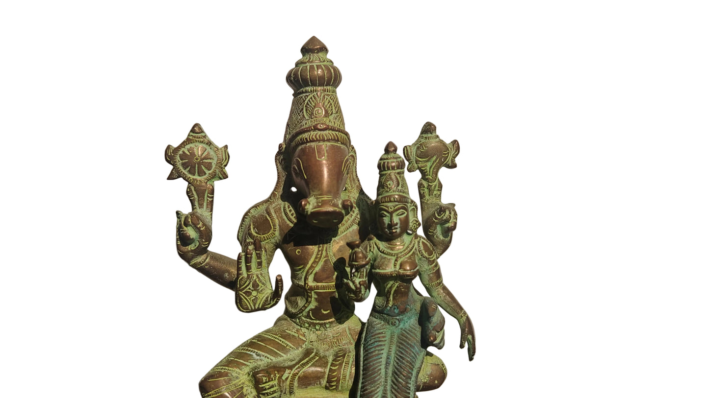 Brass Varalakshmi Statue | Handcrafted Goddess of Wealth Idol | 9.5 inch Lakshmi Murti