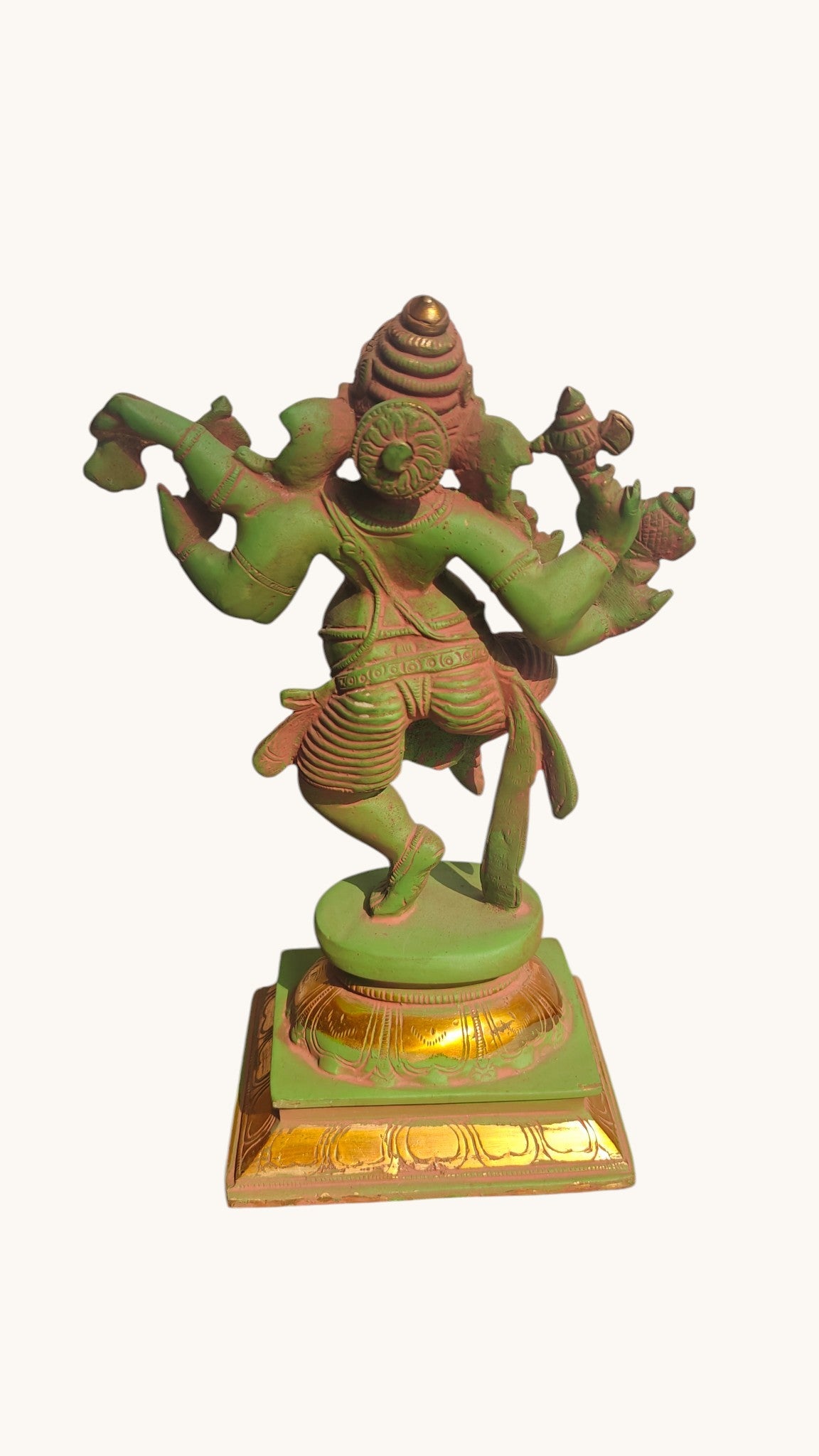 Handcrafted Brass Dancing Ganesha Statue | Chola Style Bronze Finish | 9 inch