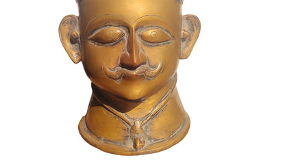 Handcrafted Brass Shiva Head Sculpture | Meditating Lord Shiva | Third Eye | 13.5 inch