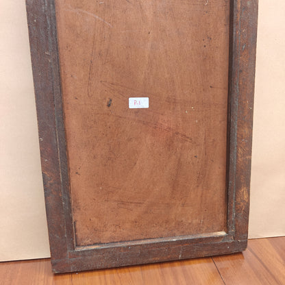 Back view of handcrafted wooden Jharokha mirror frame showing solid wood construction