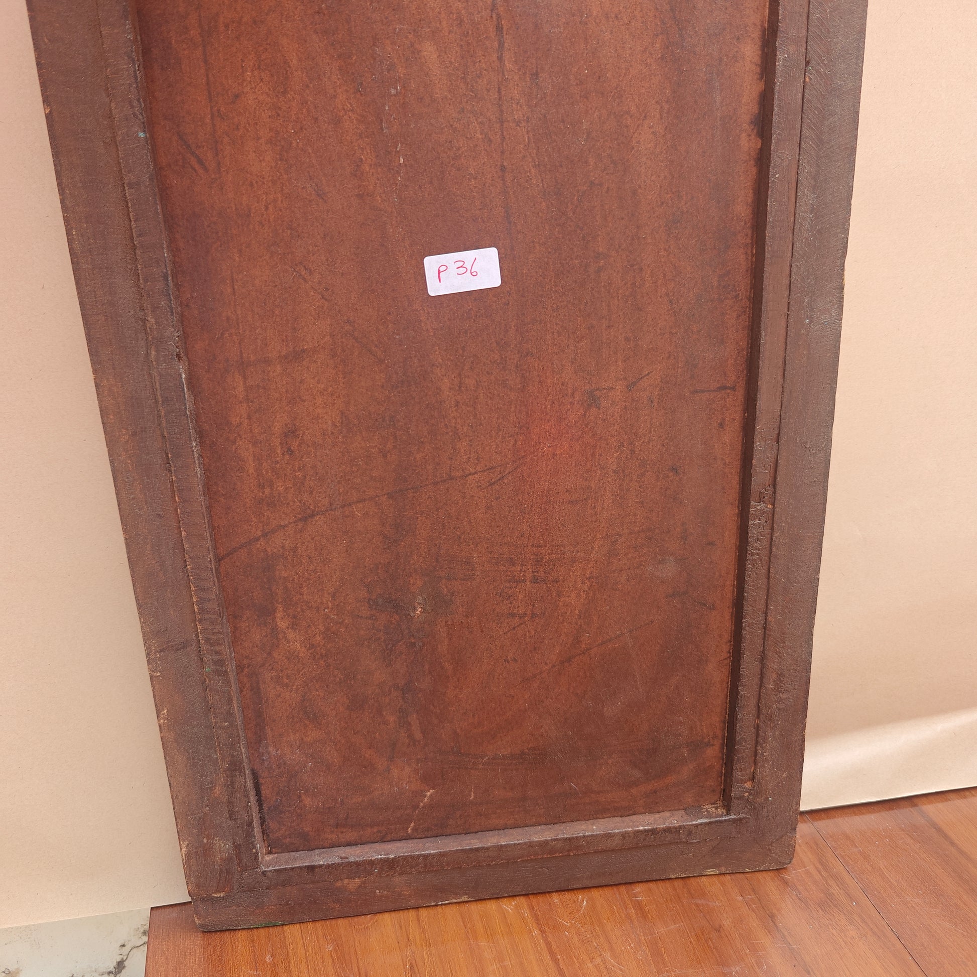 Distressed mustard yellow wood Jharokha mirror frame with arched mihrab design