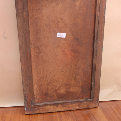 Back view of handcrafted turquoise Jharokha mirror frame showing solid wood construction
