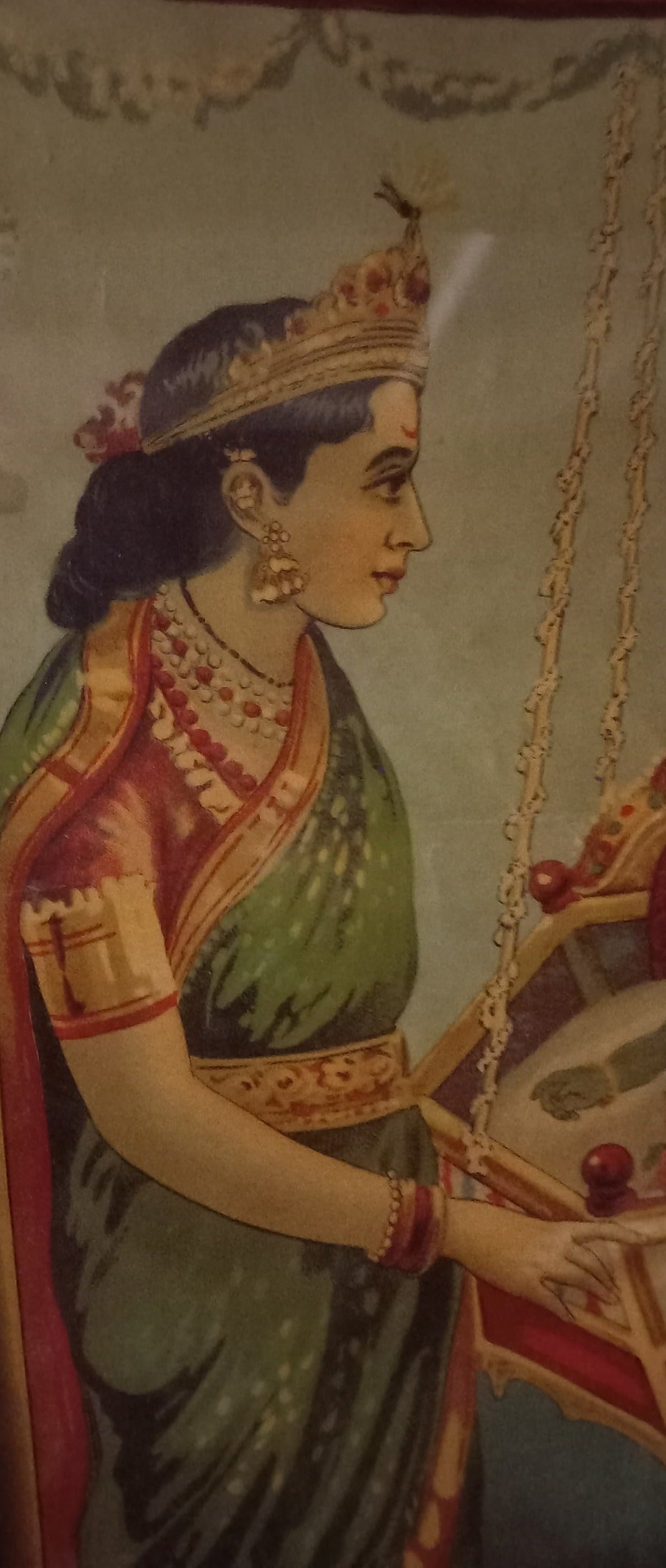 Vintage Ravi Varma Press “Krishna Janma” Chromolithograph – Birth of Krishna, Framed Print, Bombay