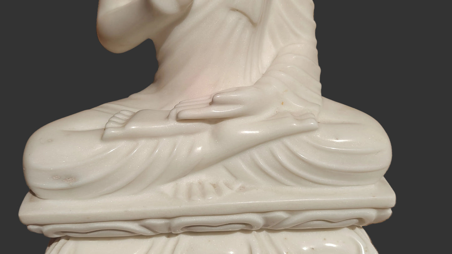 Handcrafted Marble Buddha Statue | Meditating Gautama Buddha | 15 inch