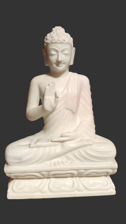 Handcrafted Marble Buddha Statue | Meditating Gautama Buddha | 15 inch
