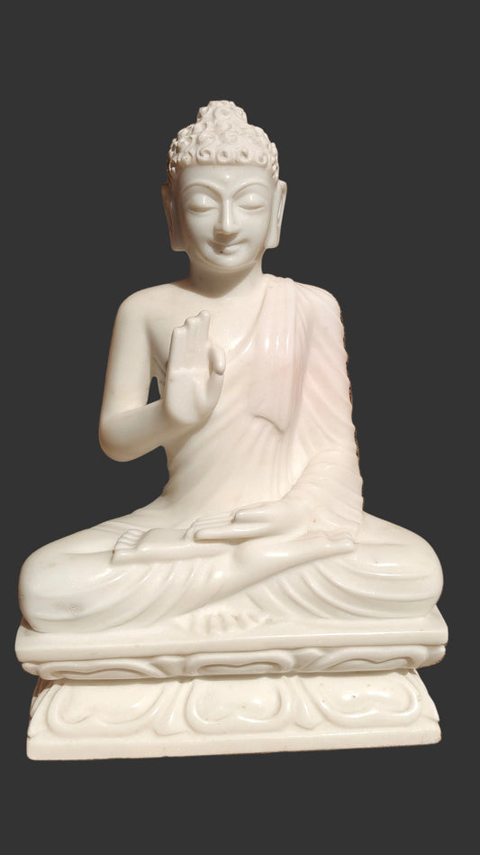 Handcrafted Marble Buddha Statue | Meditating Gautama Buddha | 15 inch