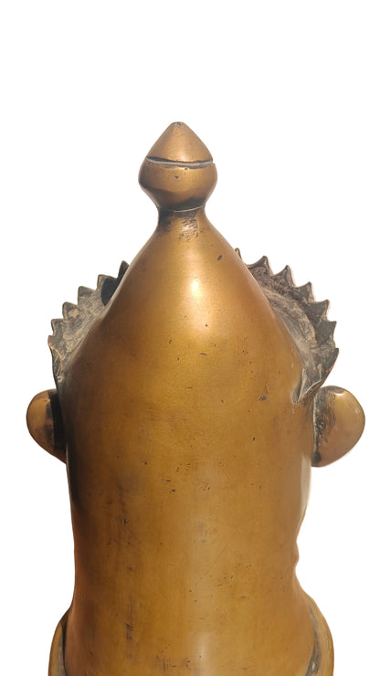 Handcrafted Brass Shiva Head Sculpture | Meditating Lord Shiva | Third Eye | 13.5 inch